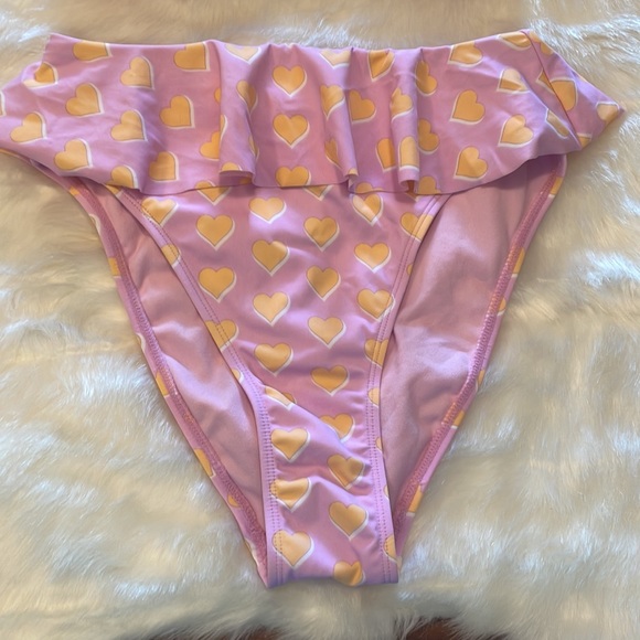 NWOT Stoney Clover x Target Flutter Strap Heart Print Bikini Set Lavender/Orange - Picture 9 of 16